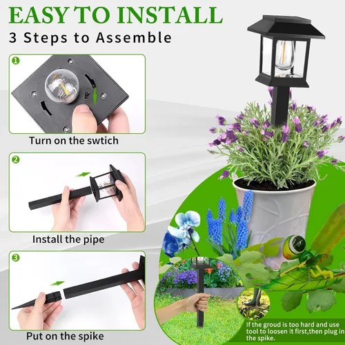 Miniatura 5 de Greluna Luces solares para exteriores, paquete de 6 luces solares impermeables de 6000 K de encendido/apagado automático para jardín, paisaje