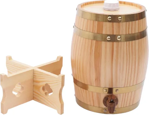Miniatura 5 de Barril de madera de pino de LOYALHEARTDY de 5 l de madera de pino de primera calidad, con soporte vertical para almacenamiento de whisky, vino