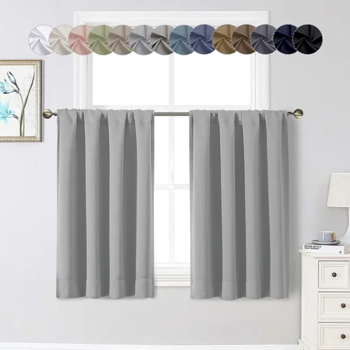 Miniatura 235 de Cortinas opacas para dormitorio, sala de estar, juego de 2 paneles de 54 pulgadas de largo, cortinas de oscurecimiento de habitación con aislamiento