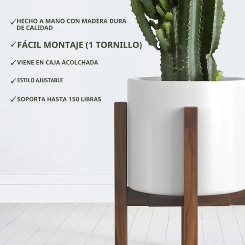 Miniatura 5 de Soporte de plantas moderno de mediados de siglo - Se adapta a macetas grandes de 12 y 13 pulgadas (NO incluidas) - Soporte de madera hecho a mano