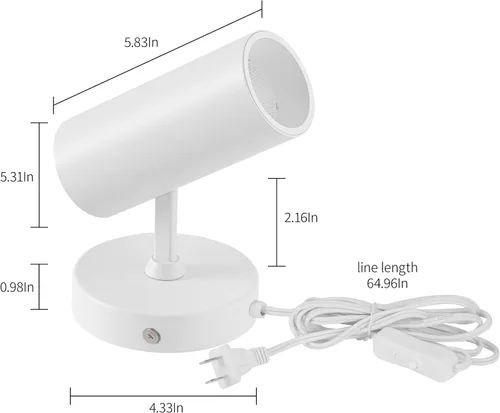 Miniatura 6 de Aisilan - Focos de pared LED para interiores, enchufe con interruptor, luces elevadoras ajustables para iluminación de pared, 12 W COB 3000K CRI97