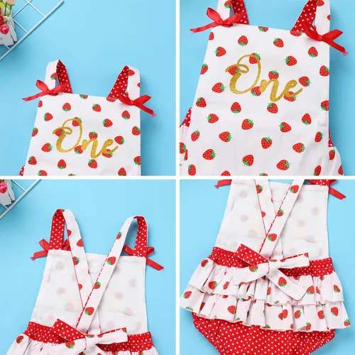 Miniatura 17 de IMEKIS Conjunto de ropa para bebé niña de primer cumpleaños con diadema de verano para sesión de fotos