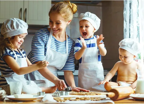 Miniatura 4 de Yaomiao Paquete de 4 delantales para niños, delantal ajustable con bolsillo, para cocinar, hornear, pintura, actividades