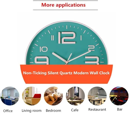 Miniatura 3 de Zaoniy Reloj de pared de cuarzo silencioso sin tictac con número 3D grande, diseño moderno, movimiento de barrido silencioso, decorativo para Verde