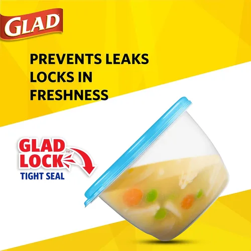 Miniatura 4 de Glad GladWare Design Series Contenedores de almacenamiento de alimentos con tapas, rectángulo mediano sin plástico BPA para preparación de comidas
