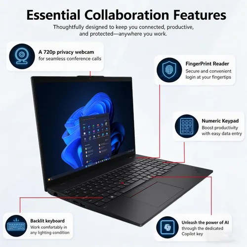 Miniatura 5 de Laptop Lenovo ThinkPad E16 Gen 2 empresarial (16" FHD+ antirreflejos, AMD Ryzen 7 7735U (> Intel i7-1355U), 16 GB DDR5, 512 GB SSD) retroiluminado