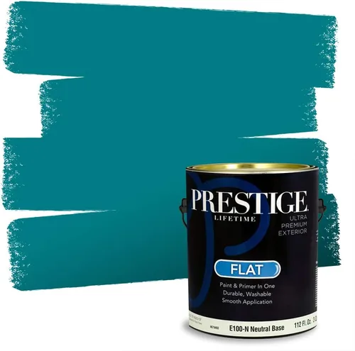 Miniatura 138 de Prestige Paints. - Base y pintura para exteriores en un solo galón, 1 galón. plano, comparable con Sherwin Williams Topsail. SW6799-PCM