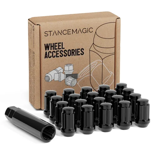 Miniatura 8 de StanceMagic 20 tuercas estriadas cromadas plateadas de 12 x 1.25 pulgadas para afinador, extremo cerrado, asiento de cono, 1.4 pulgadas de largo
