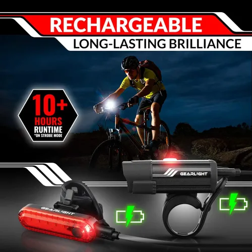 Miniatura 2 de Bike Lights for Night Riding, USB Rechargeable Front and Back Lights, LED Bicycle Headlight and Tail Light Set, Water Resistant Bike Lights