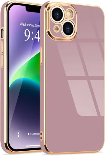 Miniatura 105 de Lafunda Diseñada para iPhone 13 Pro, fundas lujosas con chapado lindo para mujeres y niñas, elegante borde dorado, a prueba de golpes, TPU con funda