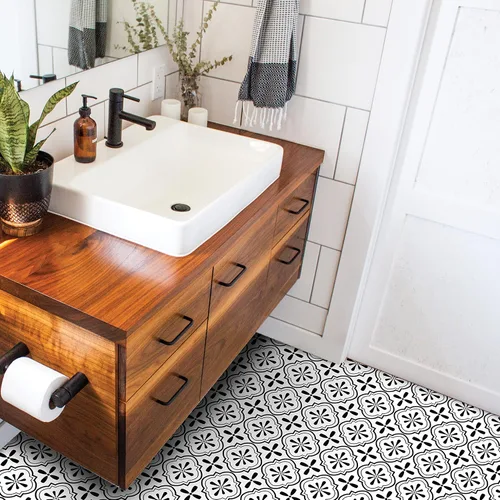 Miniatura 2 de RoomMates FT4607BX Cosmos - Azulejo de suelo para despegar y pegar en blanco y negro