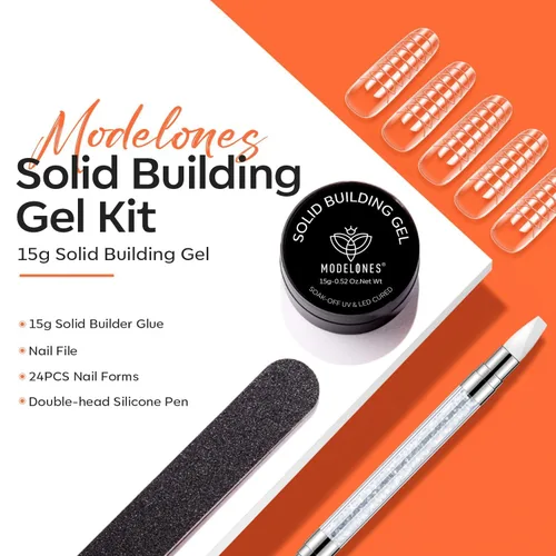 Miniatura 5 de Modelones Kit de Gel Esculpido 3D, Gel Constructor Sólido Transparente para Arte de Uñas y Extensiones, Gel Duro para Uñas, No Pegajoso para Polvo