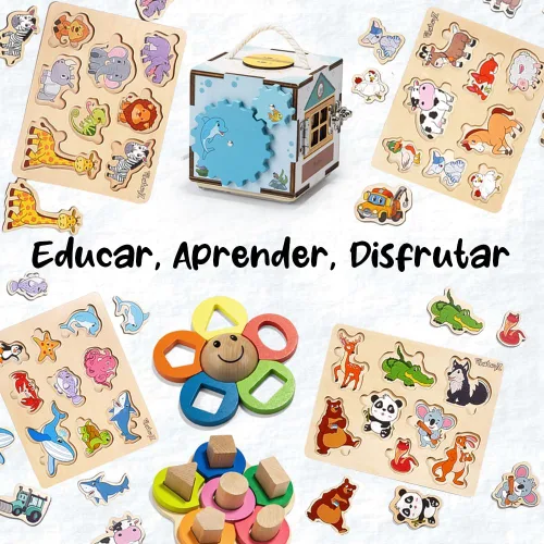 Miniatura 4 de Pikatoyz® Rompecabezas de madera para niños pequeños de 1 a 3 años - Juguetes educativos y de aprendizaje Montessori - Rompecabezas de madera