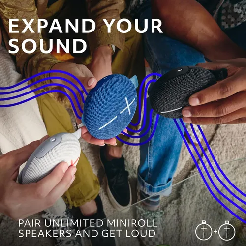 Miniatura 3 de Ultimate Ears MINIROLL Altavoz Bluetooth ultra portátil impermeable, graves grandes, IP67 a prueba de polvo, rango de 131 pies, azul suave
