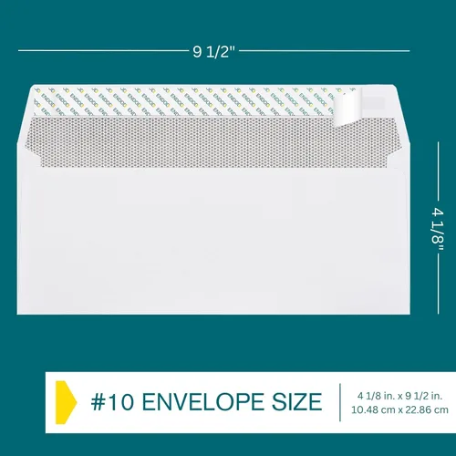 Miniatura 3 de Sobres autosellados #10, 500 unidades, tintados de seguridad, 4 1/8 x 9 1/2 pulgadas, sobres de negocios, tamaño carta, papel de 24 libras