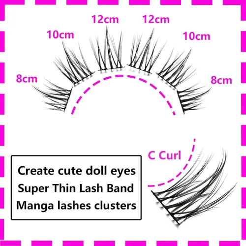 Miniatura 3 de Pestañas de manga de aspecto natural, pestañas individuales de anime, pestañas postizas de anime japonés para cosplay, reutilizables, parecen Girasol