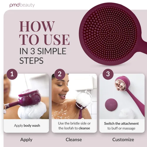 Miniatura 5 de PMD Beauty Clean Body - Elecrtic Smart Cleansing Device with Silicone Brush & Three Interchangeable Attachments to Cleanse, Exfoliate, & Massage Body