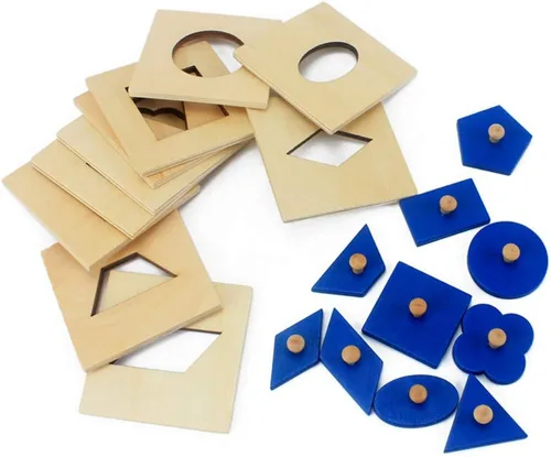 Miniatura 2 de DANNI Versión familiar Baby Shape Cognición Juguete Montessori Madera Geométrica Inserciones Set/10 Educación Infantil Preescolar Entrenamiento