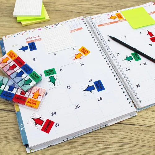Miniatura 7 de Banderas de mensajes de colores surtidos, firmar aquí/notarizar/inicial aquí/letrero y fecha, 600 páginas en total, 0.98 x 1.77 pulgadas de ancho
