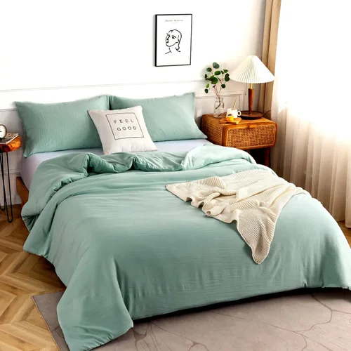 Miniatura 65 de COTTEBED Juego de ropa de cama ultrasuave tamaño Queen con edredón y sábanas - Uso para todas las estaciones, 7 piezas en una bolsa, juego de Verde