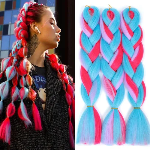 Miniatura 9 de Alileona Extensión de cabello trenzado jumbo de 24 pulgadas, caja jumbo de fibra sintética para trenzar el cabello, extensiones de cabello