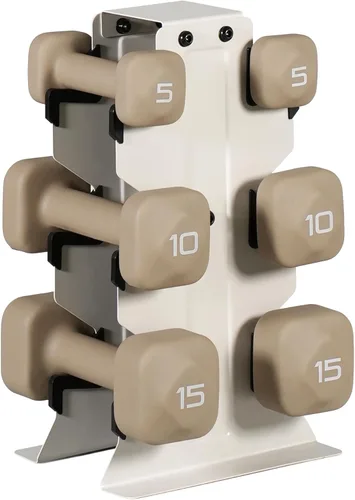 Miniatura 15 de Tone Fitness Juego de mancuernas de neopreno con estante de almacenamiento – Pesos de mano antideslizantes y antideslizamiento para entrenamientos