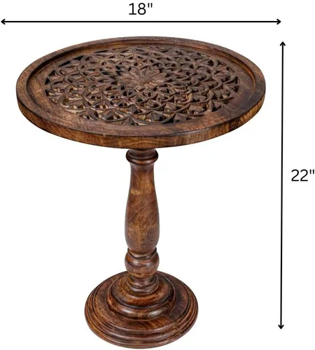 Miniatura 3 de Mesa de café de madera, mesa auxiliar con pilar individual, mesa pequeña, mesita de noche, mesa lateral, mesa de cabecera, mesa lateral de sala