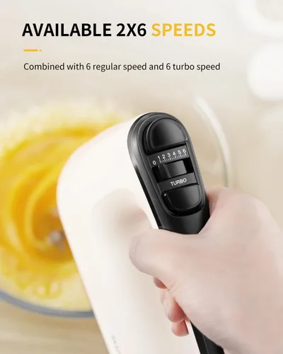 Miniatura 2 de SHARDOR Batidora de mano eléctrica, 6 velocidades y turbo, mezclador eléctrico de mano, estuche de almacenamiento a presión, 5 accesorios de acero