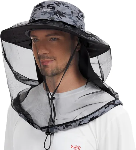 Miniatura 13 de BASSDASH Sombrero de mosquito UPF 50+ con red oculta para la cabeza y solapa para el cuello, para hombres y mujeres, pesca al aire libre