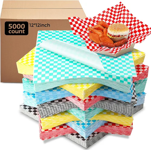 Miniatura 10 de Sieral - 5000 hojas de papel a cuadros de 12 x 12 pulgadas, forros para cestas de alimentos y papeles de cera para envolver sándwiches, resistentes