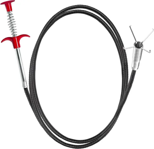 Herramienta de agarre flexible de 118 pulgadas, herramienta de drenaje de drenaje de pelo de serpiente con manguera flexible de 4 garras para