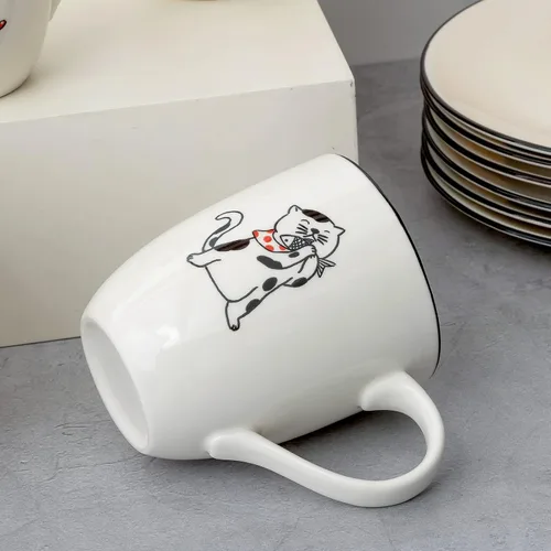 Miniatura 8 de LEHAHA Farmhouse - Juego de tazas de café de 16 onzas, tazas de cerámica grandes con asa, juego de 6, tazas de porcelana de Navidad para café, té