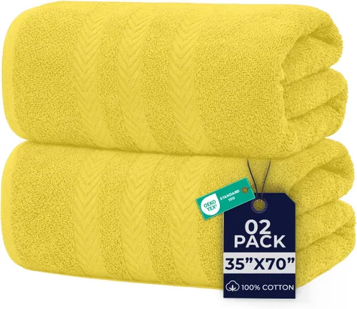 Miniatura 19 de DAN RIVER Paquete de 2 sábanas de baño de lujo 35x70, 600 g/m², toallas de 100% algodón hilado en anillo suaves y de secado rápido, ideales