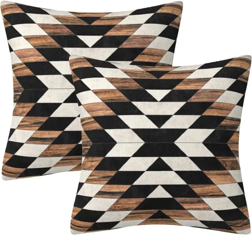 Miniatura 15 de Fundas de almohada decorativas rústicas de Aqua y blanco a cuadros estilo búfalo para sofá, funda de almohada para granja, decoración