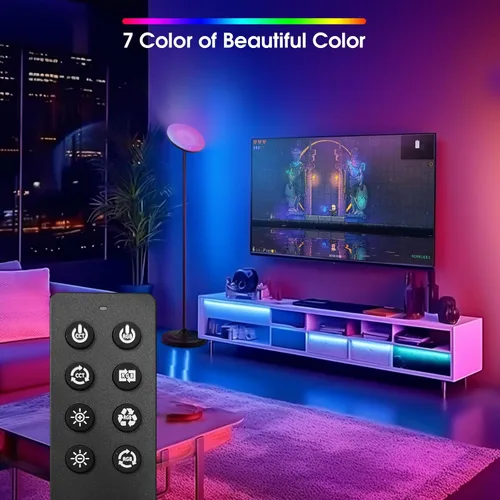 Miniatura 2 de hanaking Lámpara de pie brillante de 30W/2600LM con control remoto, lámpara de pie Torchiere que cambia de color RGB, ajuste continuo de Bombilla