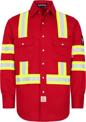 Miniatura 9 de BOCOMAL Camisas FR Alta Visibilidad/Alta Visibilidad Resistente a Llamas/Retardante de Fuego 7.5oz Camisas Reflectantes para Hombre Azul marino/alta