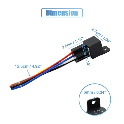 Miniatura 3 de uxcell JD-1914 5 Pin DC 12V 40A Universal Vehículo Vehículo Motor Fusible Relé Interruptor Poder con Arnés