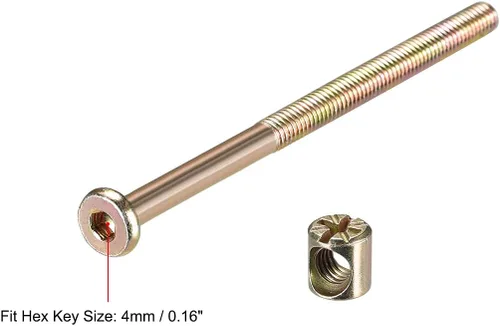 Miniatura 4 de uxcell M6 x 3.937 in muebles tornillos tuerca tuerca tornillo hexagonal con tuercas de barril Phillips ranurado cinc medio hilo 10