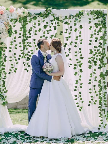 Miniatura 6 de Kalolary Guirnalda de hiedra artificial de 258 pies, 36 hebras, hojas, vides, plantas, plantas falsas para colgar para boda, lienzo de fondo, arco