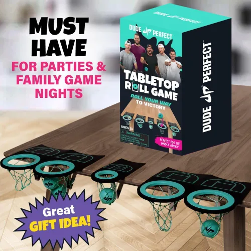 Miniatura 6 de Dude Perfect Sticky Tic Tac Toe y juego de rollos de mesa Juegos para interiores y exteriores, diversión perfecta para noches de juegos familiares