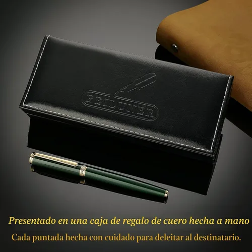 Miniatura 5 de BEILUNER Pluma estilográfica verde racing, impresionantes plumas de lujo con acabado de oro de 24 quilates, hermosa plumilla dorada de 24 quilates