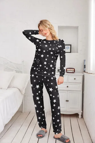 Miniatura 108 de Ekouaer Conjunto de pijama de manga larga para mujer, ropa de dormir suave con cuello redondo y bolsillos