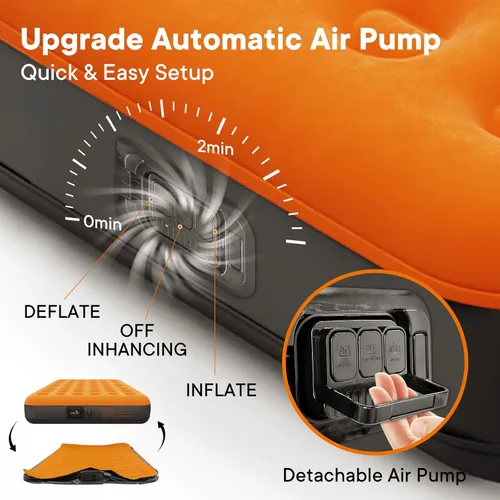 Miniatura 6 de Colchón de aire Luxchoice con bomba recargable USB incorporada, colchón inflable portátil para acampada, colchón hinchable, cama de aire, cama