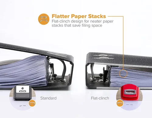 Miniatura 3 de Bostitch Office - Engrapadora resistente de 40 hojas con 1250 grapas y removedor de grapas, sin atascos, grapadora de escritorio, para pizarras Rojo