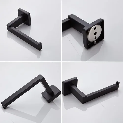 Miniatura 4 de TocTen Soporte de papel higiénico para papel higiénico para papel grande, hecho de acero inoxidable SUS 304 grueso, soporte de pared cuadrado Negro