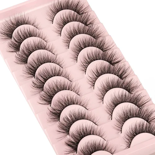 Miniatura 7 de Geeneiya - Pestañas postizas de visón, pestañas naturales, finas, de ojo de gato, paquete de pestañas postizas de visón sintético, 3D, tira corta