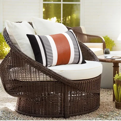 Miniatura 2 de Fundas de Almohadas Decorativas Estilo Granja - Fundas de Almohadas Decorativas de Cuero para Sofá de Sala de Estar con Rayas Tribales Funda