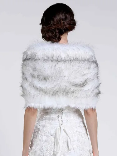 Miniatura 34 de Aukmla Bufanda de piel de boda para mujer con broche de diamantes de imitación para novia y damas de honor