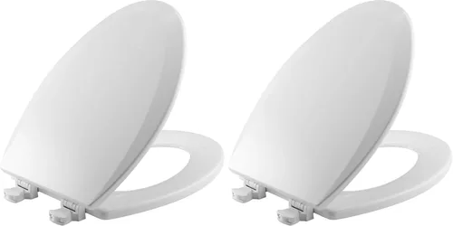 Miniatura 9 de BEMIS 1500EC 390 - Asiento de inodoro con bisagras Fácil Limpia & Cambia, madera esmaltada duradera y anodizada, diseño alargado, color blanco