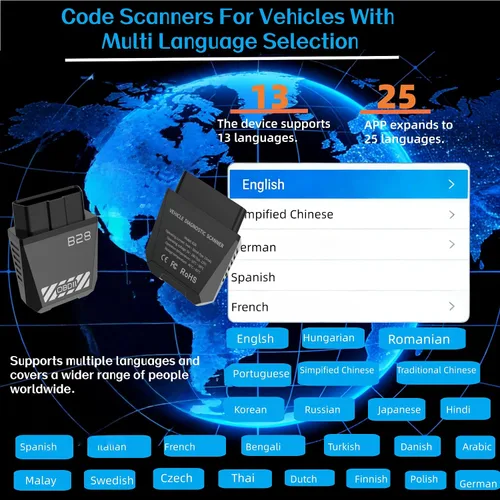 Miniatura 8 de Escáner inalámbrico Bluetooth OBD2, lector de código automático con reinicio de luz del motor de verificación, datos en vivo y preparación I/M